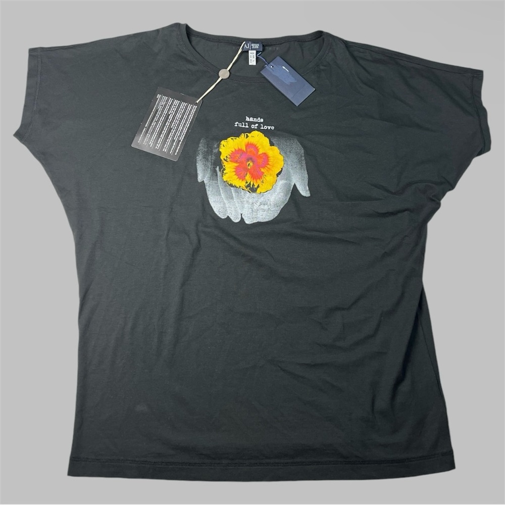 AJ Armani Jeans Oversized Graphic Tee “ Hands full of love”